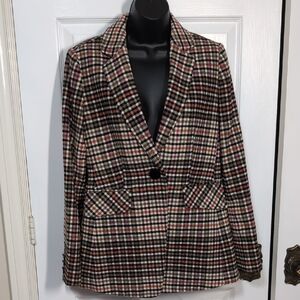 Charlie B Tailored Plaid Blazer Truffle Women's Size Small